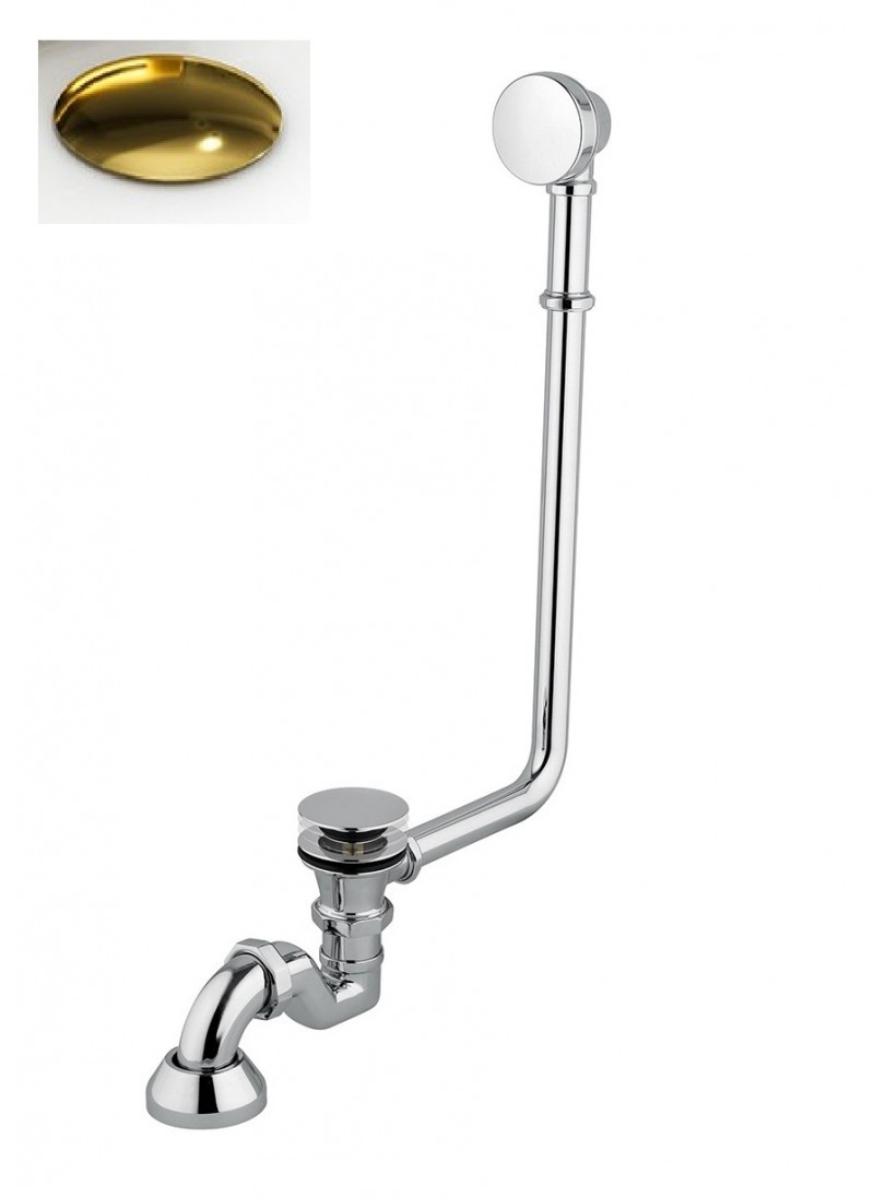 Besco syfon klik-klak z przelewem do wanien wolnostojących złoty SW-PRZ-ZLO