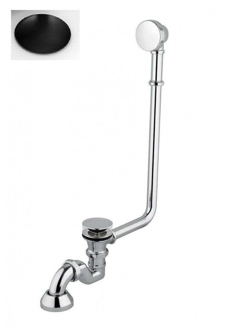 Besco syfon klik-klak z przelewem do wanien wolnostojących czarny SW-PRZ-CZR