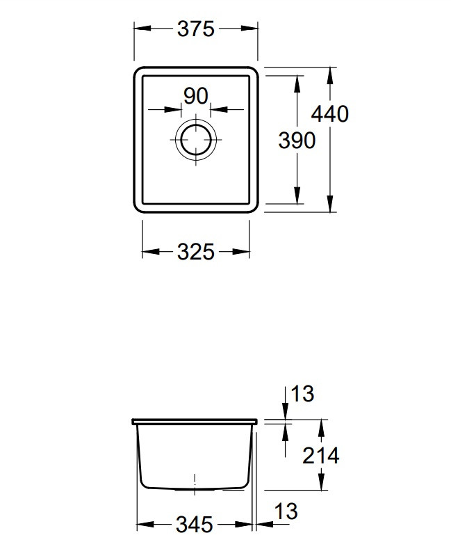 Villeroy&Boch Subway 45 SU zlewozmywak ceramiczny 1 komora podwieszana Weiss Alpin CeramicPlus 332401R1