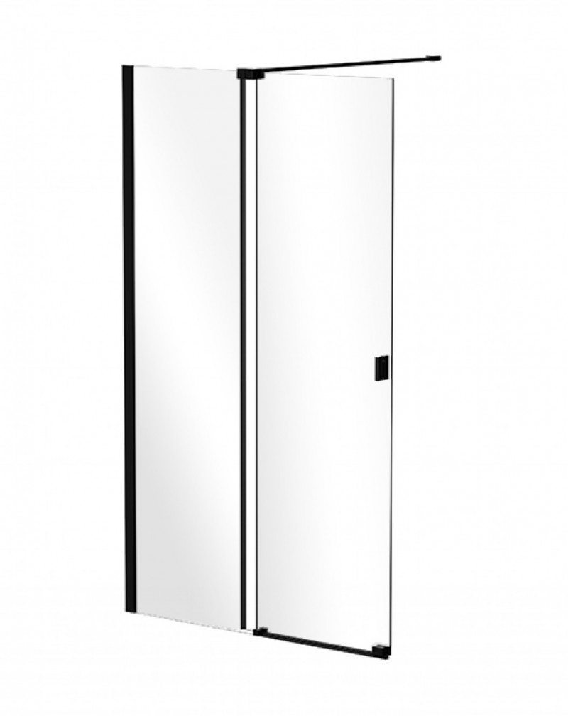 Besco Vayo Black kabina Walk-In ścianka suwana 120 cm L/P przeźroczyste czarny ProClean VYB-120-200C
