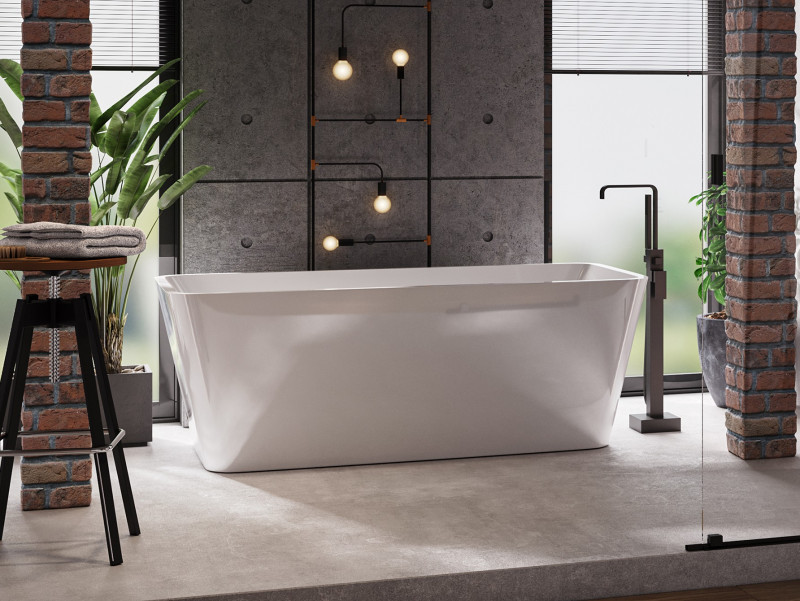 Besco Evita Glam wanna wolnostojąca 160x80 cm akryl srebrna + syfon chrom WA-160-ESR