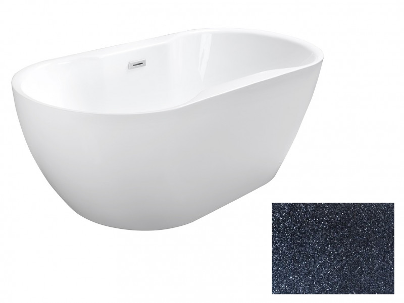 Besco Navia Glam wanna wolnostojąca 140x75 cm akryl grafitowa + syfon grafit WA-140-NGR