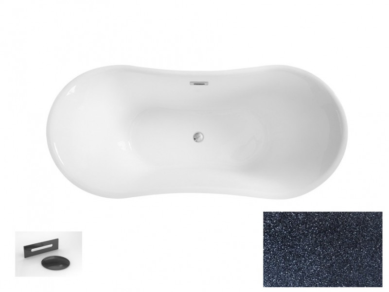 Besco Amber Glam wanna wolnostojąca 170x80 cm akryl grafitowa + syfon grafit WA-170-AGG
