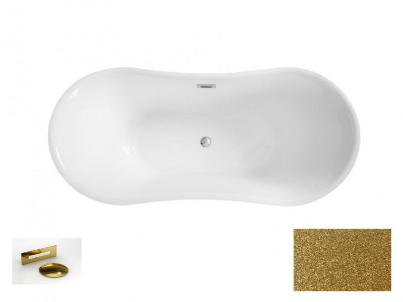 Besco Amber Glam wanna wolnostojąca 170x80 cm akryl złota + syfon złoty WA-170-AZZ