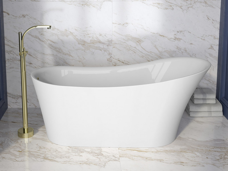 Besco Calima Glam wanna wolnostojąca 170x74 cm akryl złota + syfon złoty WAS-170-CZL