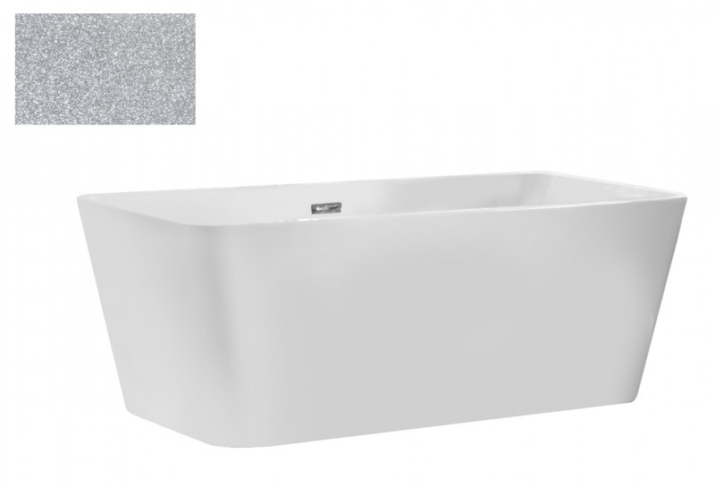 Besco Evita Glam wanna wolnostojąca 160x80 cm akryl srebrna + syfon chrom WA-160-ESR