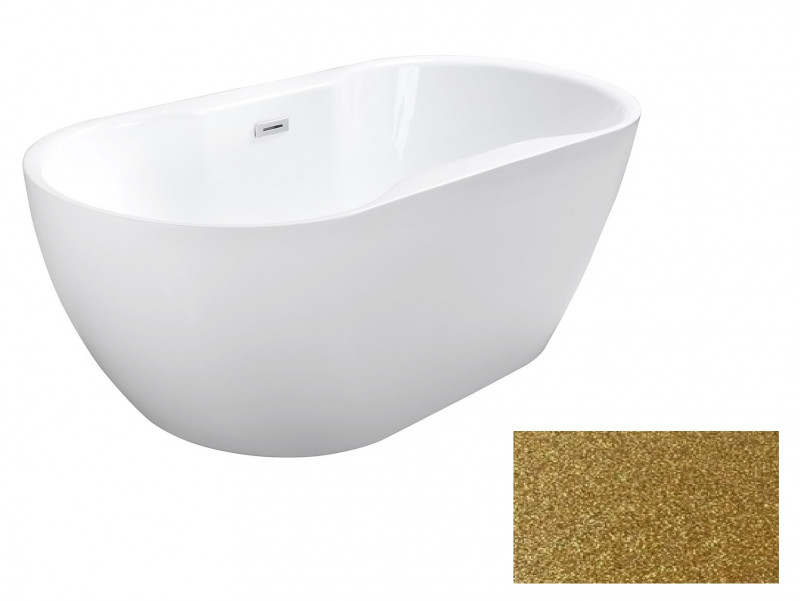 Besco Navia Glam wanna wolnostojąca 140x75 cm akryl złota + syfon złoty WA-140-NGZ