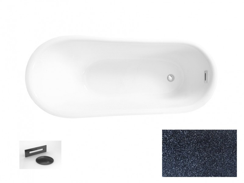 Besco Calima Glam wanna wolnostojąca 170x74 cm akryl grafitowa + syfon grafit WAS-170-CGG