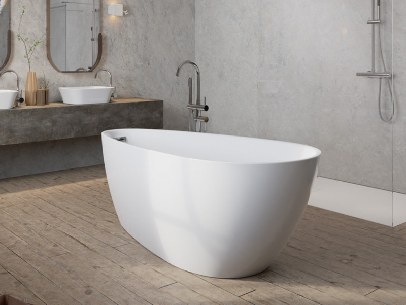 Besco Goya A-Line Glam wanna wolnostojąca 170x80 cm akryl srebrna + syfon chrom WA-160-GSR