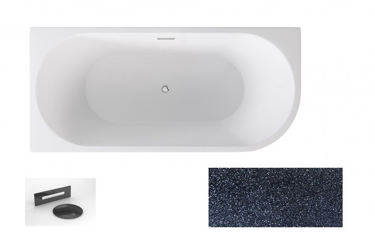 Besco Zoya Glam wanna wolnostojąca przyścienna lewa 170x80 cm akryl grafitowa + syfon grafit WA-170-ZLGG