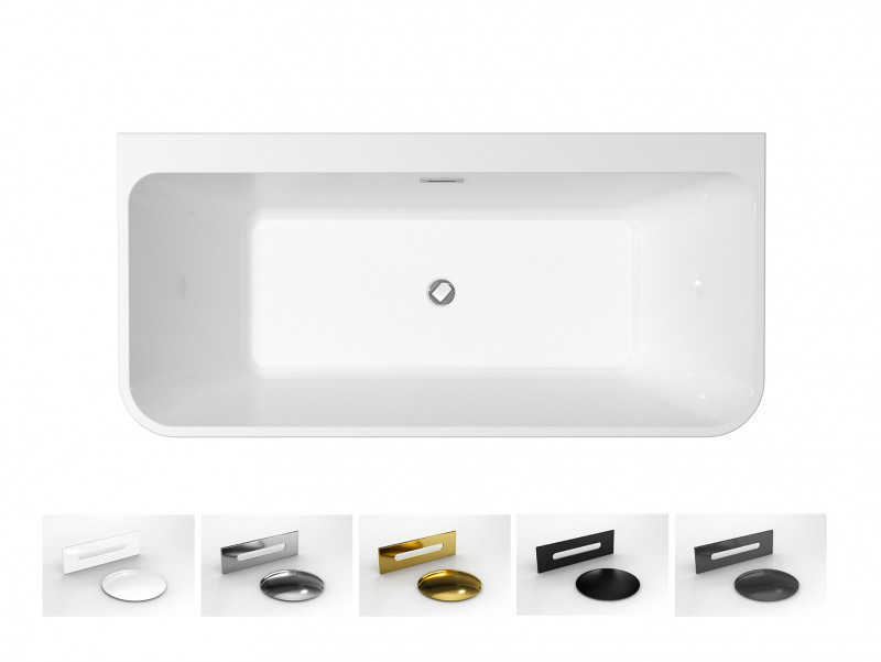 Besco Varya wanna wolnostojąca przyścienna 170x80 cm akryl biały + syfon biały WAS-170-VRB