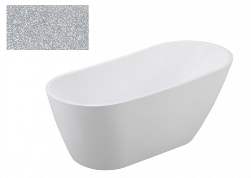 Besco Melody Glam wanna wolnostojąca 150x80 cm akryl srebrna + syfon chrom WAS-150-MSR