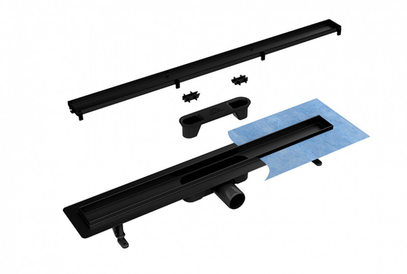 Besco Virgo Nero Duo odpływ liniowy 60 cm, wys. 6,2 cm ruszt 2w1 czarny OL-60-VN