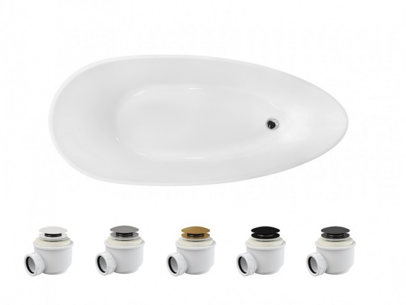 Besco Goya wanna wolnostojąca 160x70 cm Mineral DuraBe + syfon grafit WMD-160-GGR