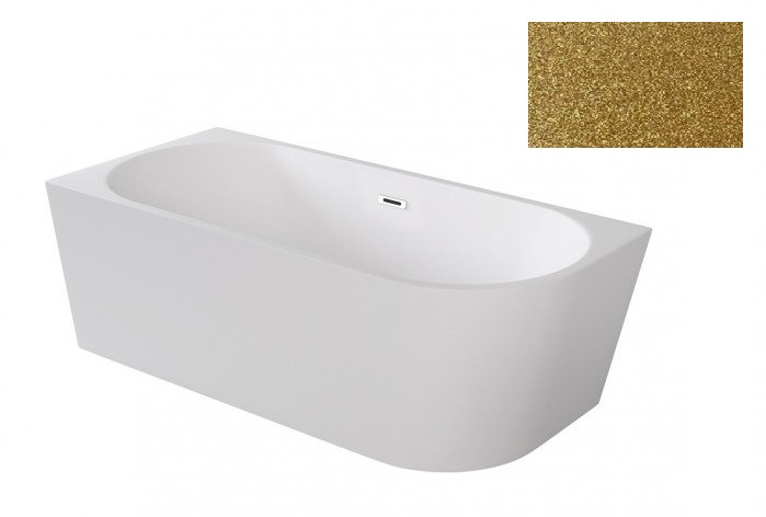 Besco Zoya Glam wanna wolnostojąca przyścienna lewa 170x80 cm akryl złota + syfon złoty WA-170-ZLZZ