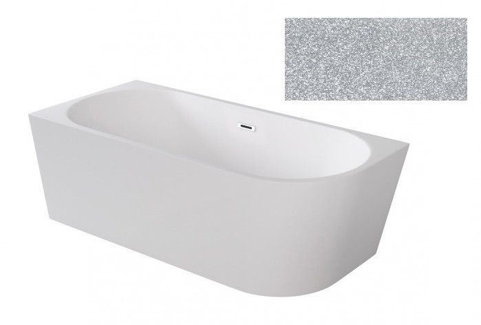 Besco Zoya Glam wanna wolnostojąca przyścienna lewa 150x75 cm akryl srebrna + syfon chrom WA-150-ZLSR