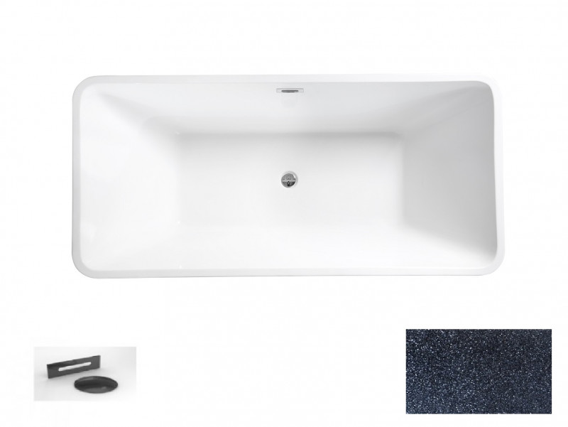 Besco Evita Glam wanna wolnostojąca 160x80 cm akryl grafitowa + syfon grafit WA-160-EGG