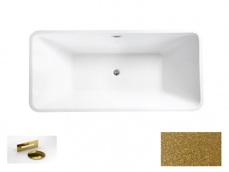 Besco Evita Glam wanna wolnostojąca 160x80 cm akryl złota + syfon złoty WA-160-EZZ