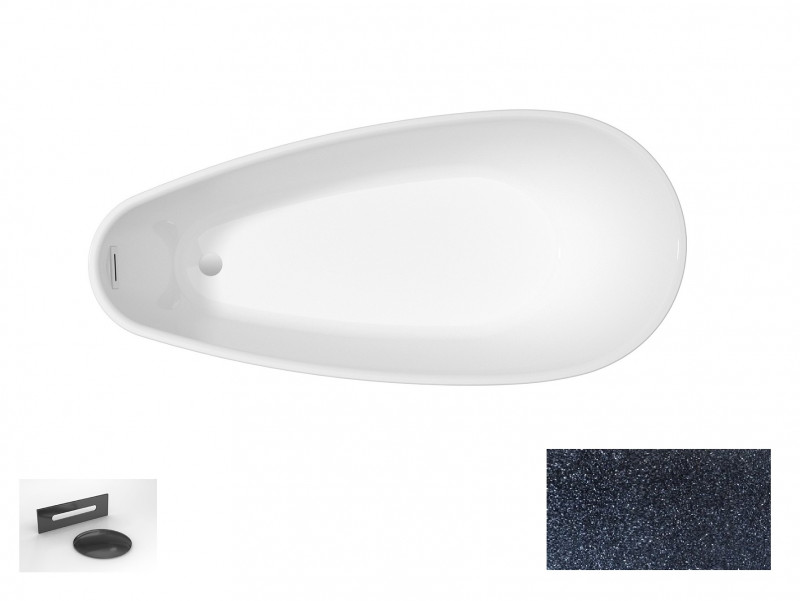 Besco Goya A-Line Glam wanna wolnostojąca 160x73 cm akryl grafitowa + syfon grafit WA-160-GGG