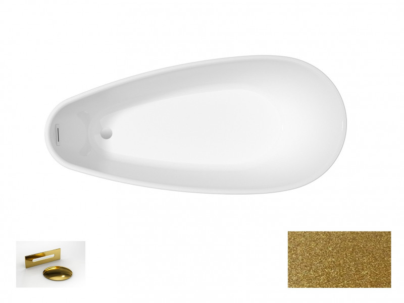 Besco Goya A-Line Glam wanna wolnostojąca 160x73 cm akryl złota + syfon złoty WA-160-GZZ
