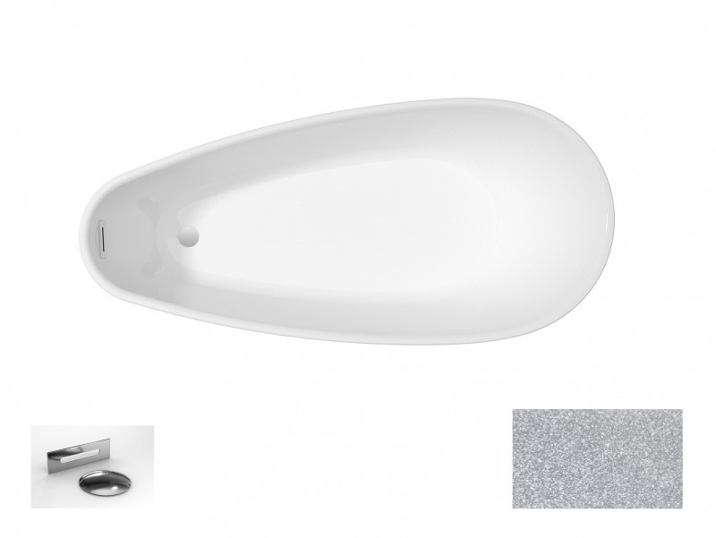 Besco Goya A-Line Glam wanna wolnostojąca 170x80 cm akryl srebrna + syfon chrom WA-160-GSR