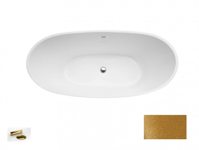 Besco Ayla Glam wanna wolnostojąca 170x80 cm akryl złota + syfon złoty WA-170-AYZZ