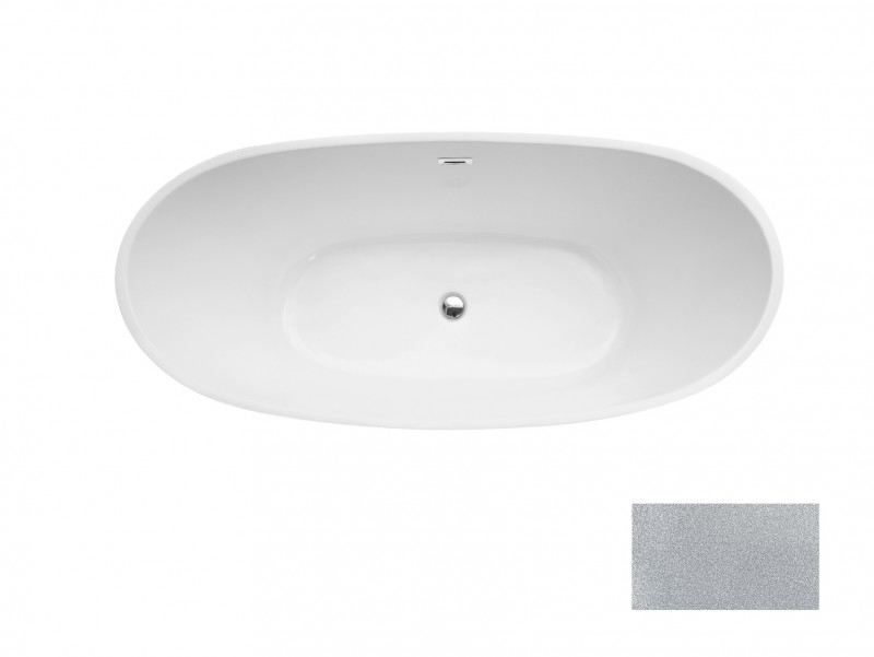 Besco Ayla Glam wanna wolnostojąca 170x80 cm akryl srebrna + syfon chrom WA-170-AYSR