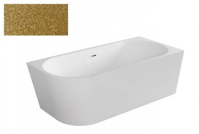 Besco Zoya Glam wanna wolnostojąca przyścienna prawa 170x80 cm akryl złota + syfon złoty WA-170-ZPZZ