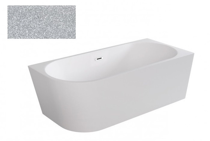 Besco Zoya Glam wanna wolnostojąca przyścienna prawa 170x80 cm akryl srebrna + syfon chrom WA-170-ZPSR