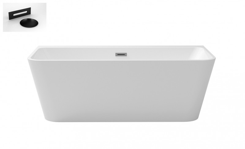 Besco Varya wanna wolnostojąca przyścienna 170x80 cm akryl biały + syfon czarny WAS-170-VRC