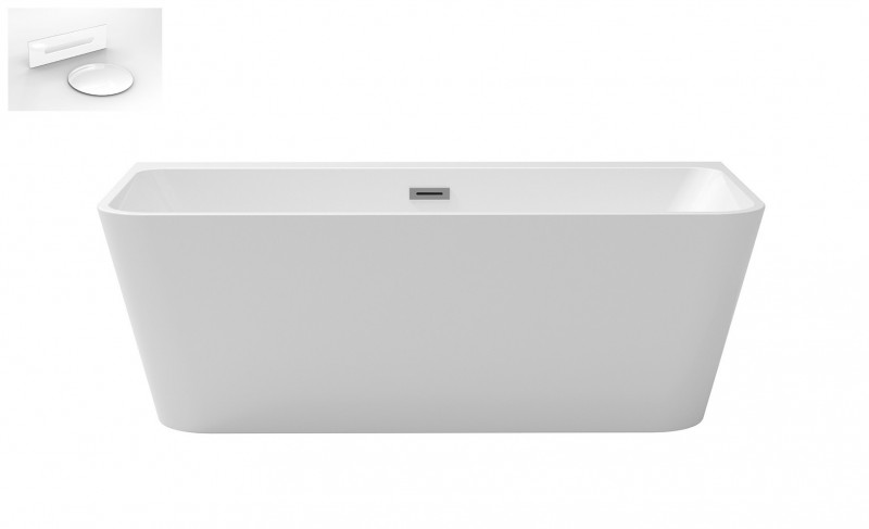 Besco Varya wanna wolnostojąca przyścienna 150x75 cm akryl biały + syfon biały WAS-150-VRB