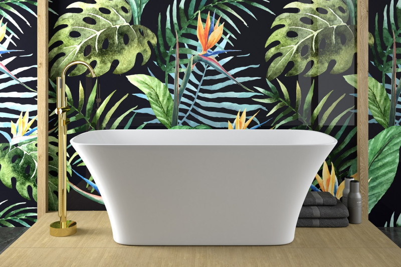 Besco Assos S-Line wanna wolnostojąca 160x70 lany marmur + syfon złoty WMD-160-ASG