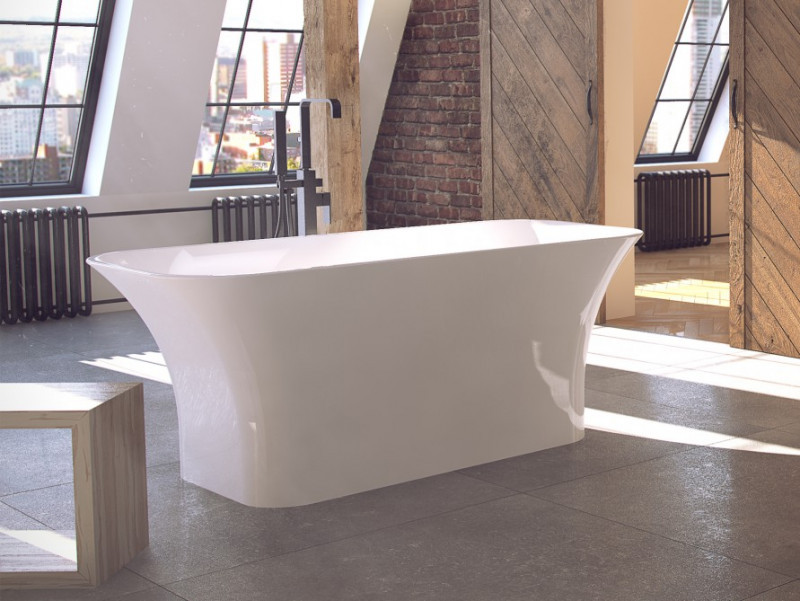 Besco Assos wanna wolnostojąca 160x70 lany marmur + syfon czarny WMD-160-AKB