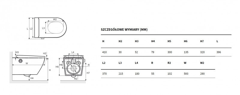 Excellent Dakota 2.0 D2 toaleta myjąca muszla wisząca z deską z funkcją bidetu biały + pilot + pokrętło czarne ZEPR.0124.02