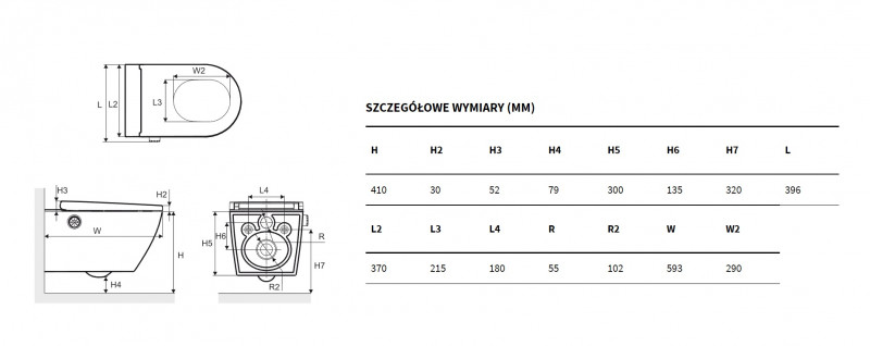 Excellent Dakota 2.0 D2 toaleta myjąca muszla wisząca z deską z funkcją bidetu biały + pilot + pokrętło chrom ZEPR.0124.01