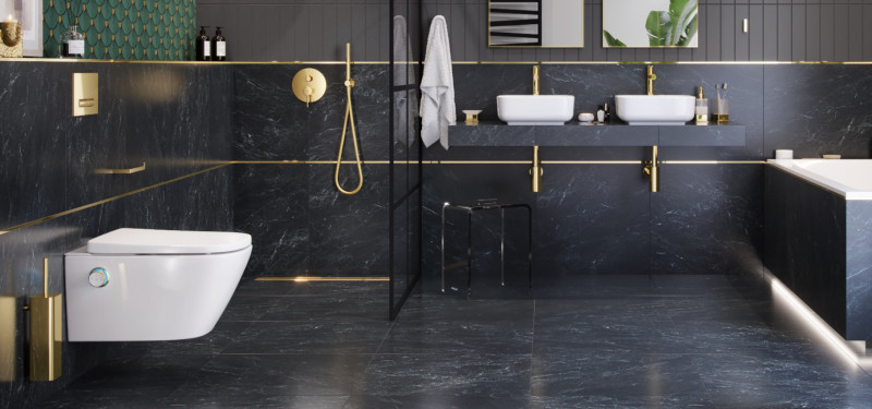 Excellent Dakota 2.0 D2 toaleta myjąca muszla wisząca z deską z funkcją bidetu biały + pilot +pokrętło złote ZEPR.0124.03