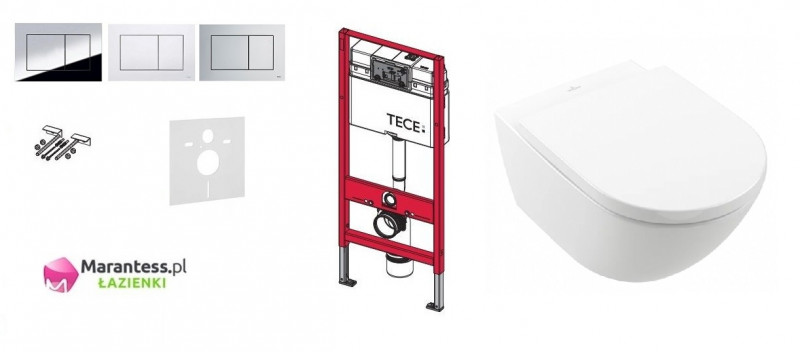 Tece + Villeroy&Boch Subway 3.0 TwistFlush Zestaw 5w1 kompletny stelaż + muszla wisząca + deska wolnoopadająca