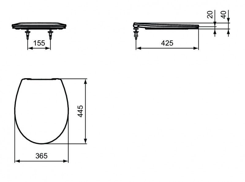 Ideal Standard Simplicity deska sedesowa zwykła zawiasy metalowe duroplast E1317