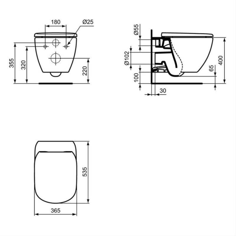 Ideal Standard Tesi muszla wisząca Aquablade + deska wolnoopadajaca thin czarny T0079V3 + T3527V3