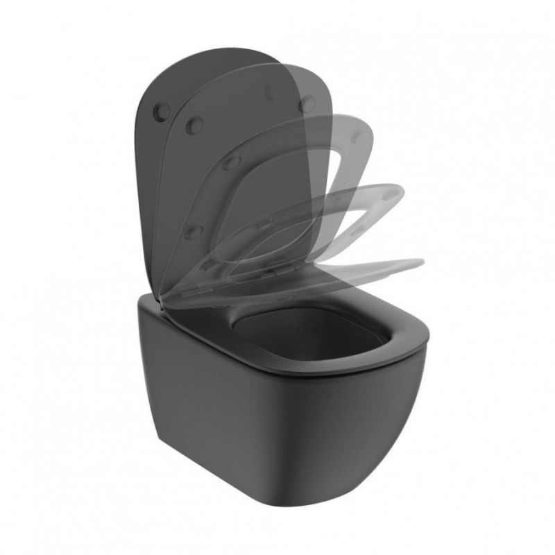 Ideal Standard Tesi muszla wisząca Aquablade + deska wolnoopadajaca thin czarny T0079V3 + T3527V3