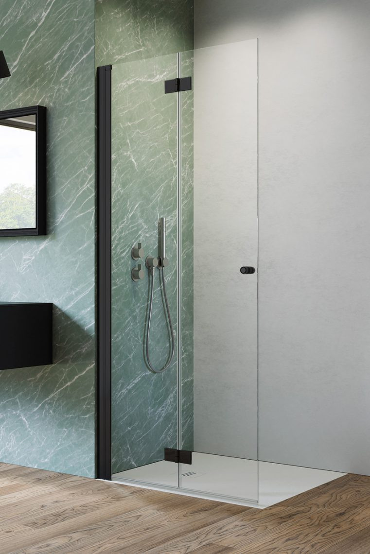 Radaway Nes 8 Black Walk-In KDD B ścianka składana 90 cm lewa czarny przeźroczyste Easy Clean 10074090-54-01L