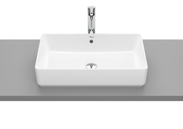 Roca Gap umywalka nablatowa prostokątna 60cm 60x37 z przelewem Supraglaze A3270Y2S00