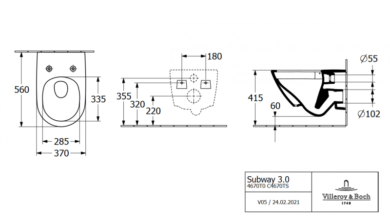 Tece + Villeroy&Boch Subway 3.0 TwistFlush CeramicPlus Zestaw 5w1 kompletny stelaż + muszla wisząca + deska wolnoopadająca