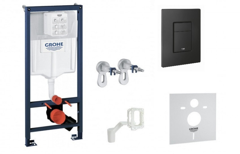 Grohe Rapid SL Fresh Skate Cosmopolitan stelaż podtynkowy do WC 5w1 kompletny z przyciskiem czarny mat