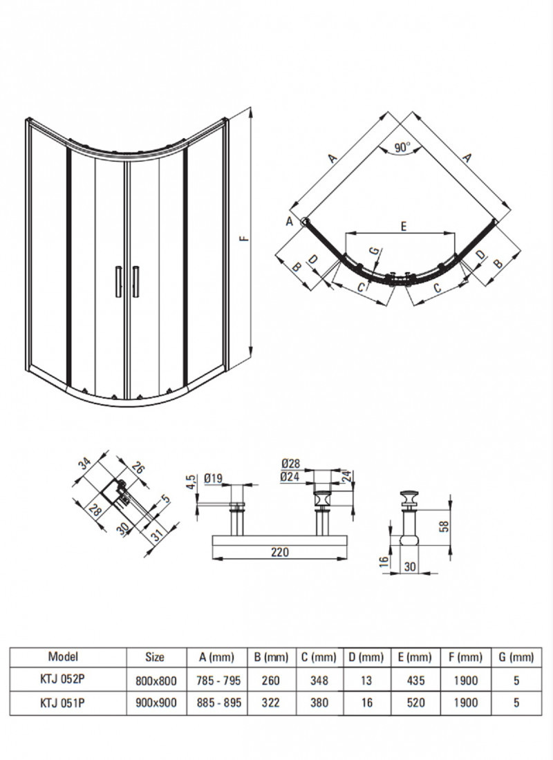 Deante Jasmin Plus kabina półokrągła drzwi rozsuwane 90x90 chrom szkło przeźroczyste Active Cover KTJ051P