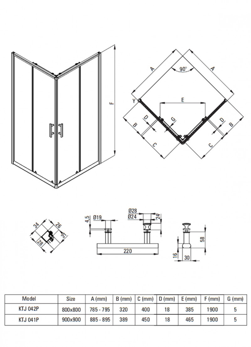 Deante Jasmin Plus kabina kwadratowa drzwi rozsuwane 80x80 chrom szkło przeźroczyste Active Cover KTJ042P