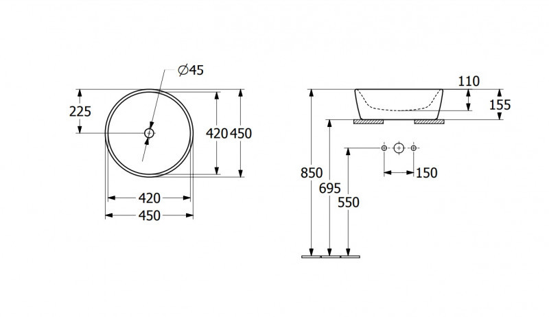 Villeroy&Boch Architectura umywalka stojąca na blacie 45x45 biała weiss alpin CeramicPlus 5A2546R1