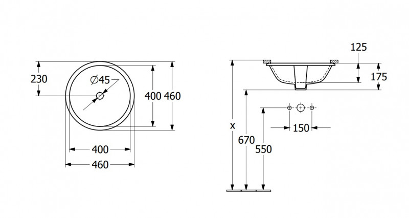 Villeroy&Boch Architectura umywalka podblatowa 40x40 biała weiss alpin 5A754501