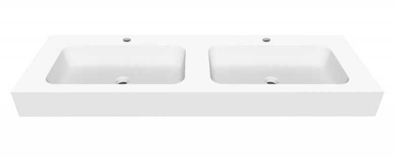 Cristalstone Linea Simpla umywalka podwójna 140x45 cm biały satynowy mat U1400-2XMOT