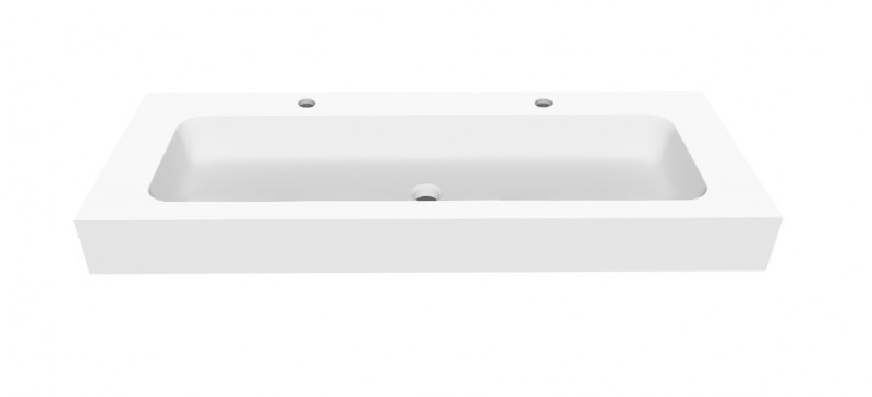 Cristalstone Linea Simpla umywalka podwójna 120x45 cm biały satynowy mat U1200-MOT